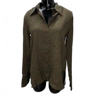 NEW ARGENT women's slim fit viscose twill blouse in medallion print